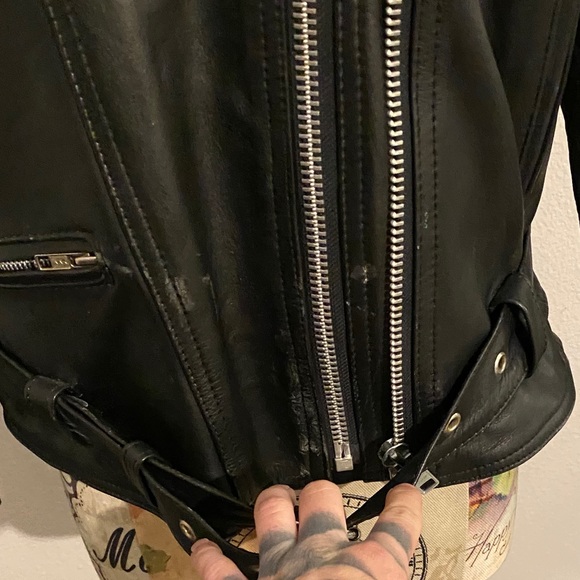 Black Leather Jacket Sz 10 - Picture 5 of 13